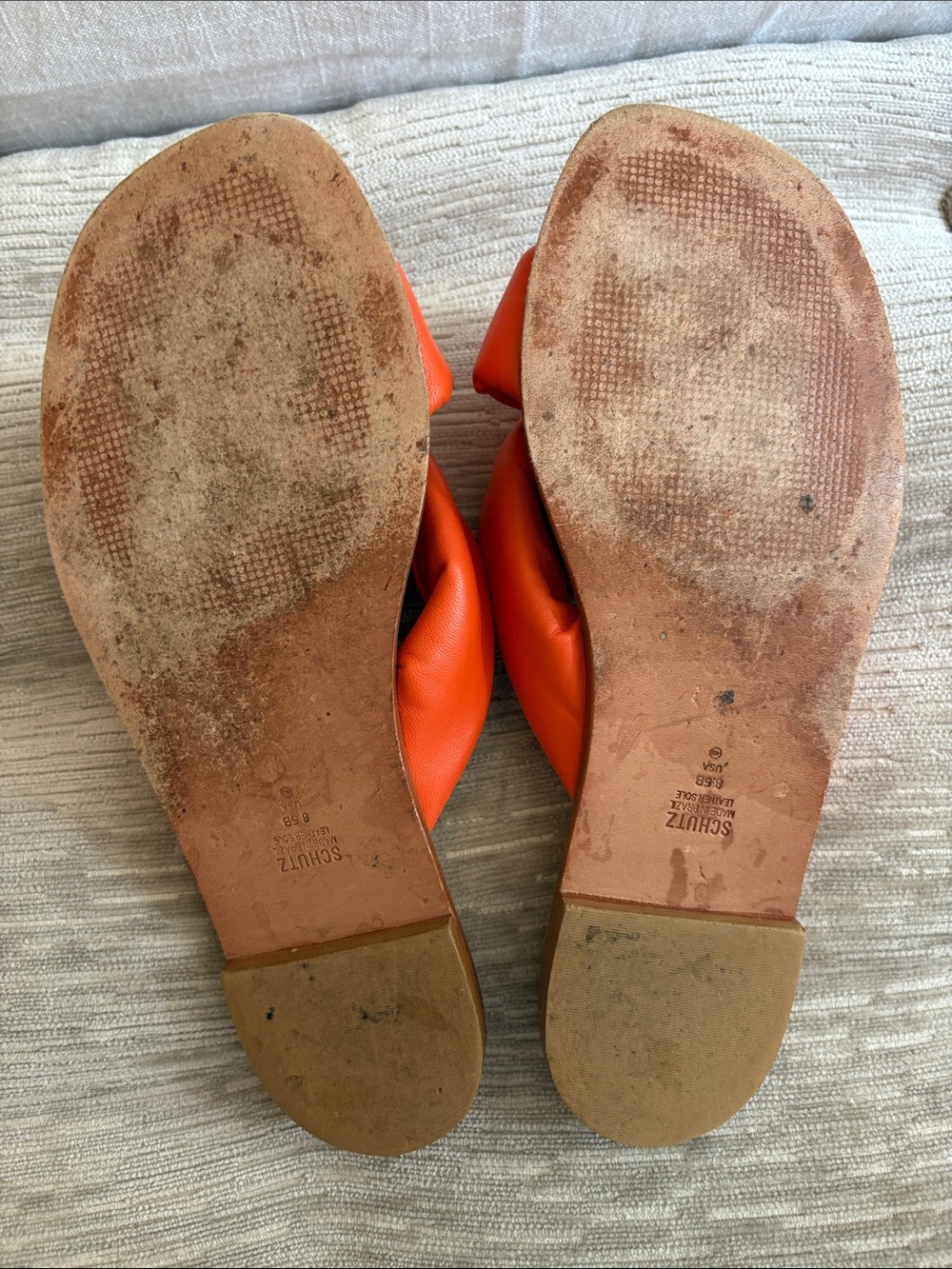 Schutz Women's Orange Knotted Slide Sandals - Picture 3 of 3